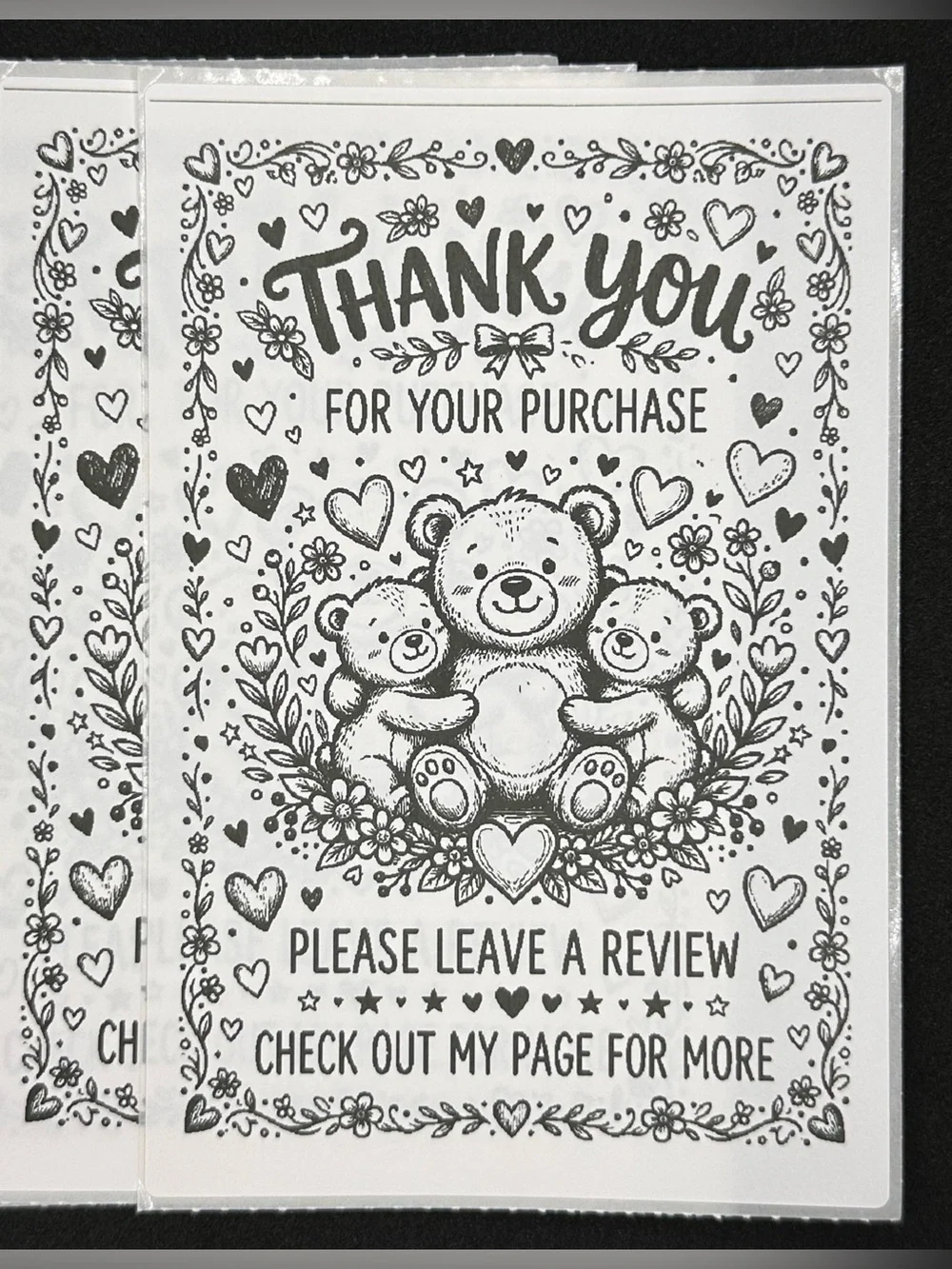 10 Pack Teddy Bear Thank You For Your Purchase Packaging Thermal Labels Lot